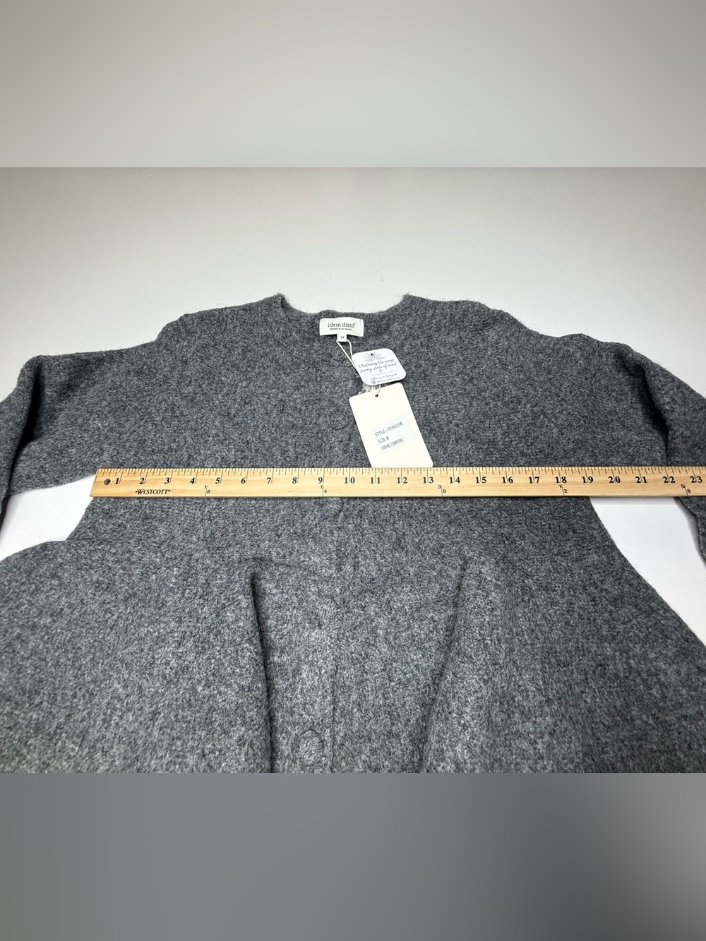 Women’s Charcoal Gray Peplum Knit Sweater Long Sleeve - Picture 6 of 9